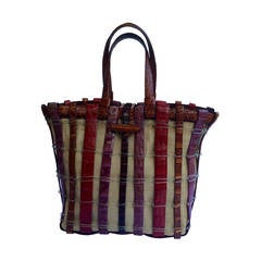 Used Nancy Gonzalez Multi Color Crocodile Tote Handbag
