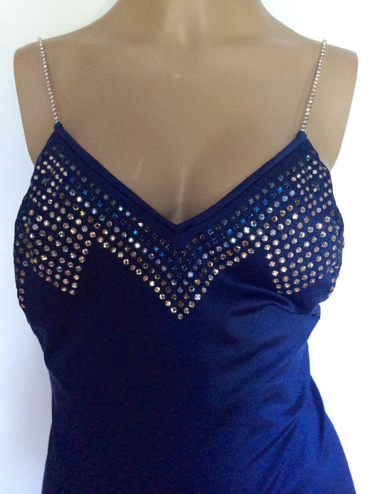 This is a rare Giorgio Di Sant'Angelo Navy Crystal Embellished One Piece Bathing Suit
Measurements:
Bust up to 34
