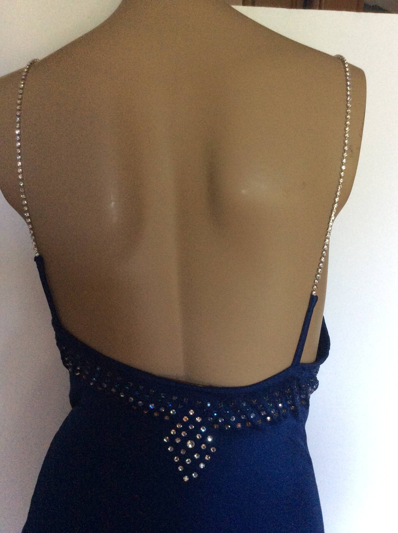 Giorgio Di Sant'Angelo Navy Crystal Embellished One Piece Bathing Suit For Sale 1