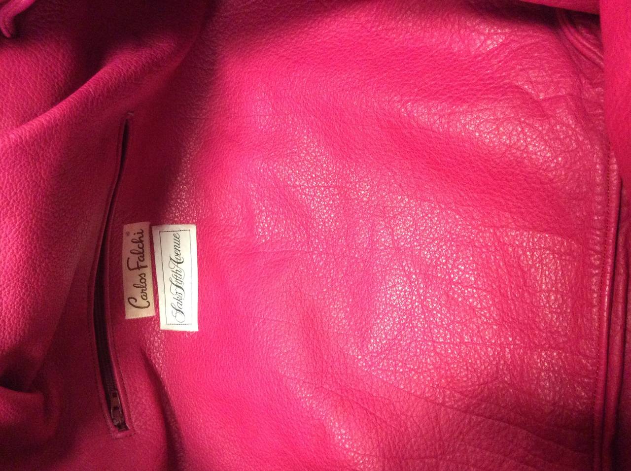 Vintage Gigantic Carlos Falchi Pink Python Snakeskin Flap Crossbody Handbag For Sale 6