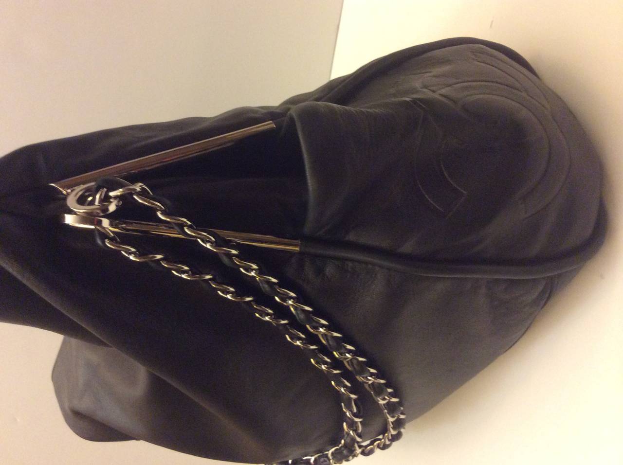 Women's Chanel Large Black Super Soft Lambskin Hobo Handbag