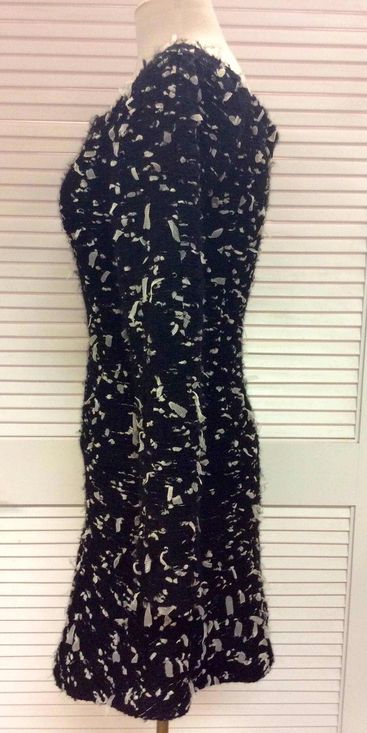 Chanel 02A Tulle Confetti Tweed Long Sleeve Off Shoulders Mini Wool Dress sz 38 For Sale 4