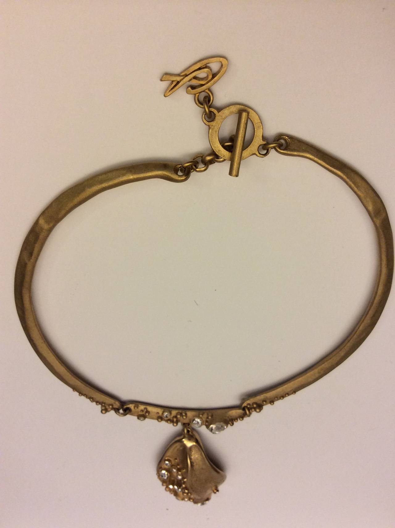 Women's Christian Lacroix 3pc Choker Necklace Cuff Bracelet Clip Earrings Gold Set For Sale