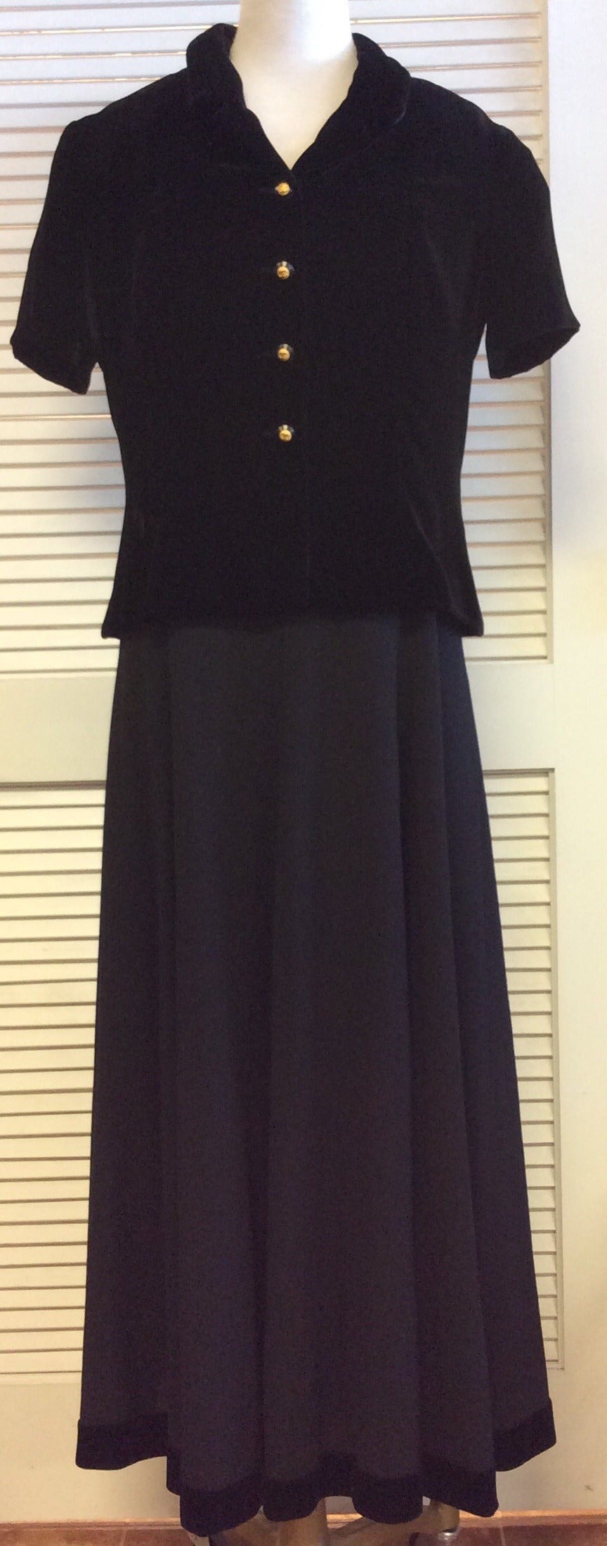 93A Vintage 1993 Chanel 2pc Black Gown 
Jacket 46