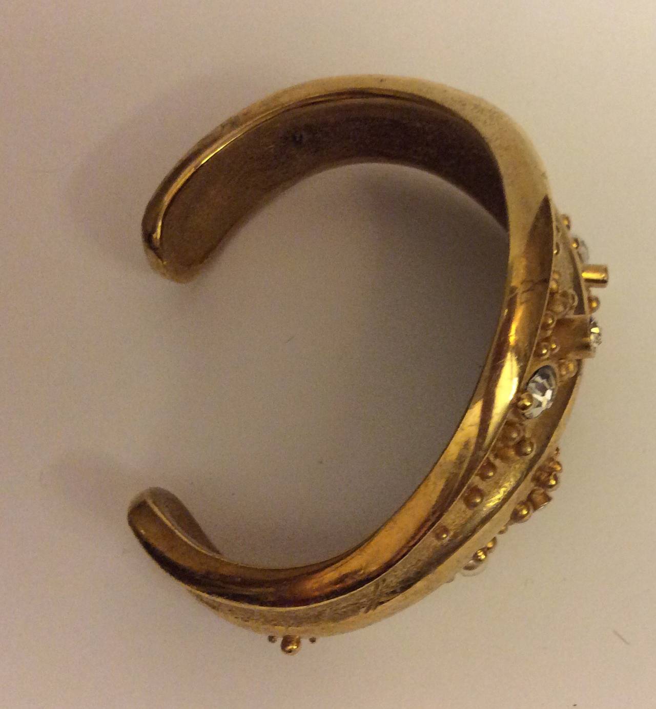 Christian Lacroix 3pc Choker Necklace Cuff Bracelet Clip Earrings Gold Set For Sale 5