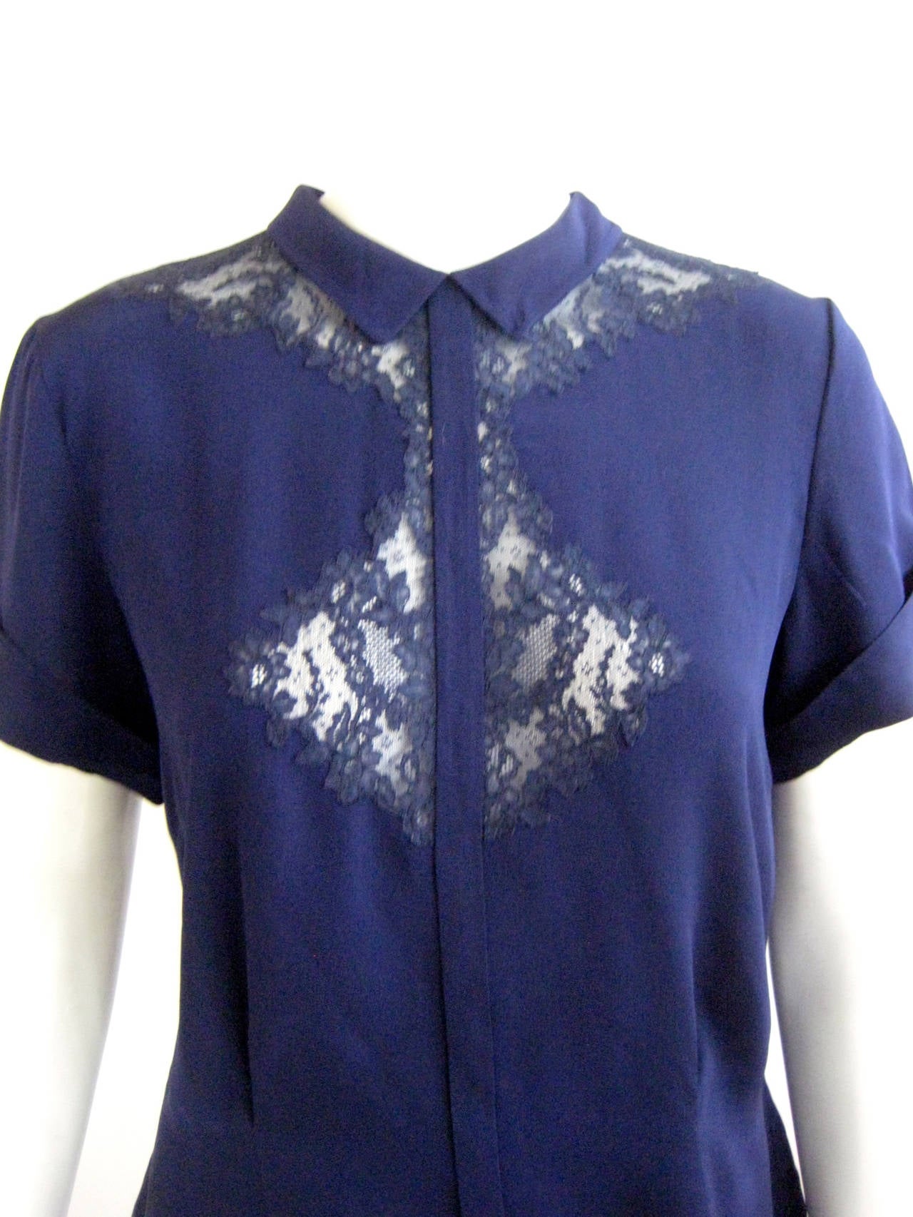 Exceptional 1940s Martha Weathered Navy Silk Crepe Blouse