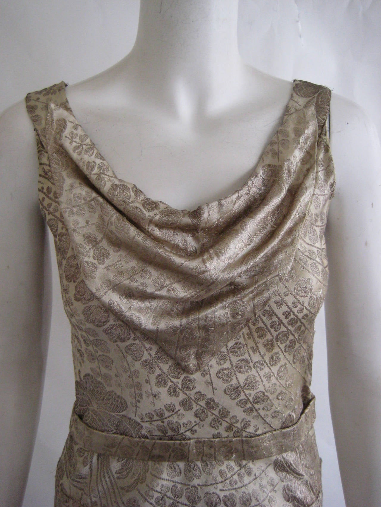 Women's 1920s Gold Silk Lame Evening Dress For Sale
