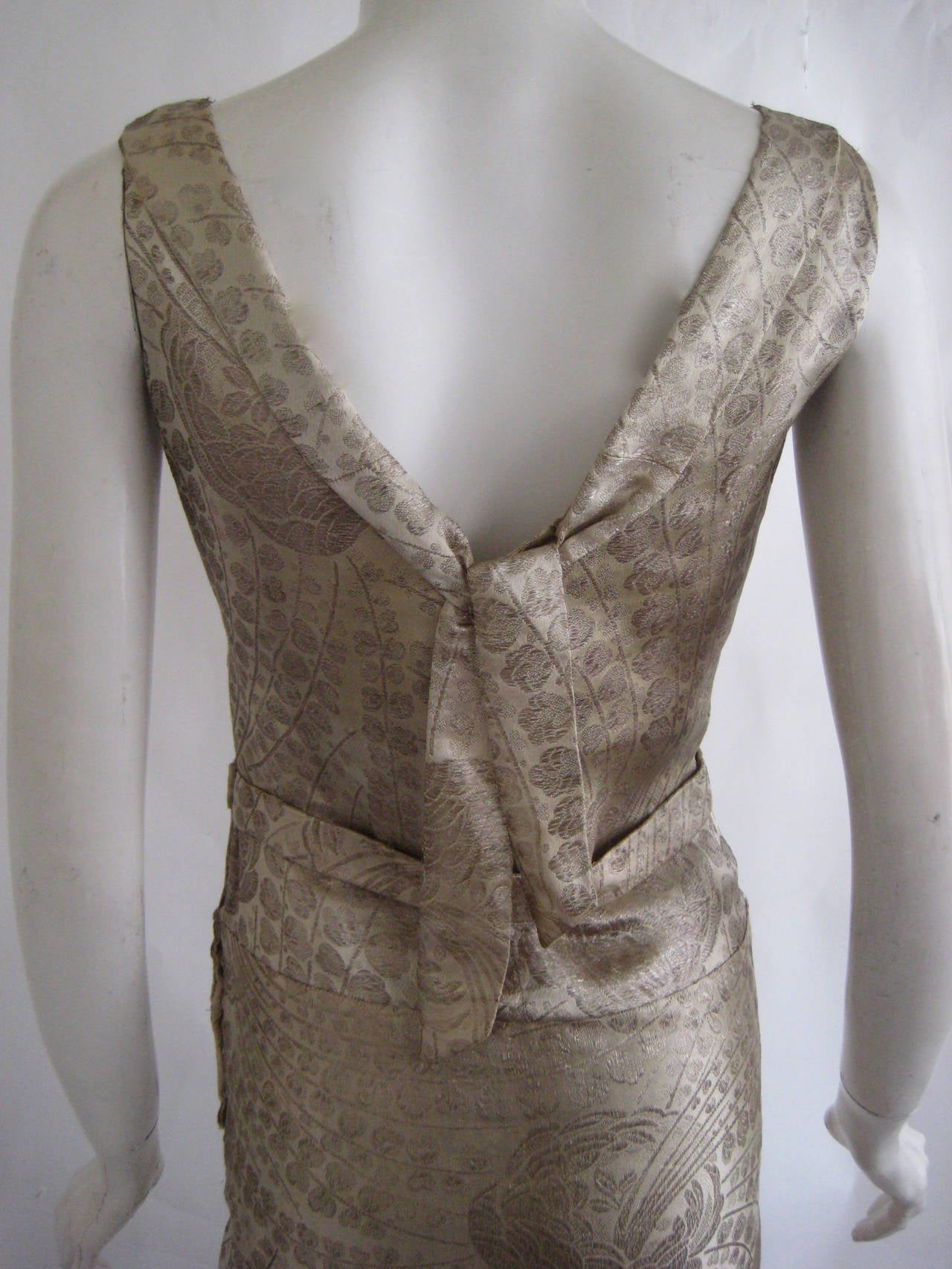 1920s Gold Silk Lame Evening Dress For Sale 2