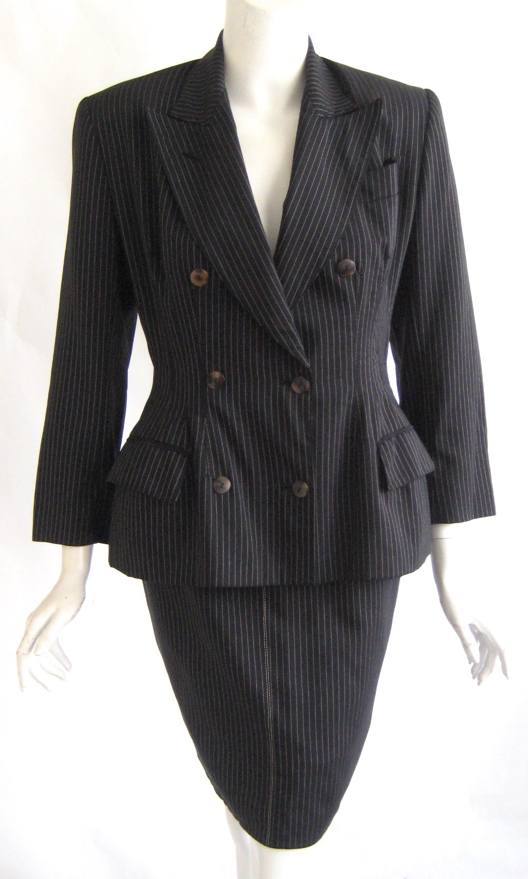 1980s Jean Paul Gaultier For Gibo Pin Stripe Suit In Excellent Condition In Chicago, IL