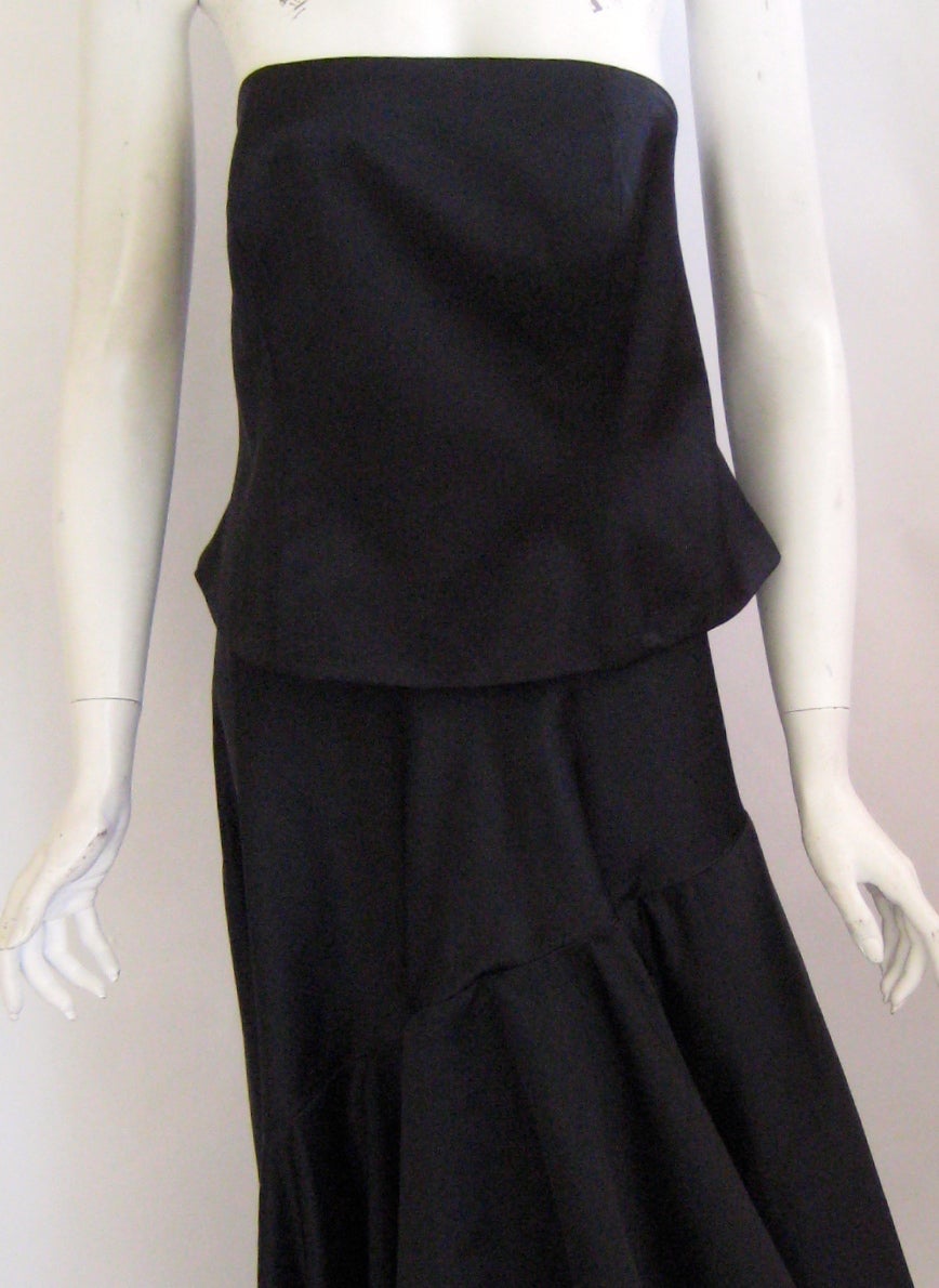 1960s Adolfo Flowing Black Chiffon Evening Cape