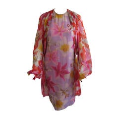 1980s James Galanos Silk Chiffon Ensemble Betsey Kaiser Pickering Collection