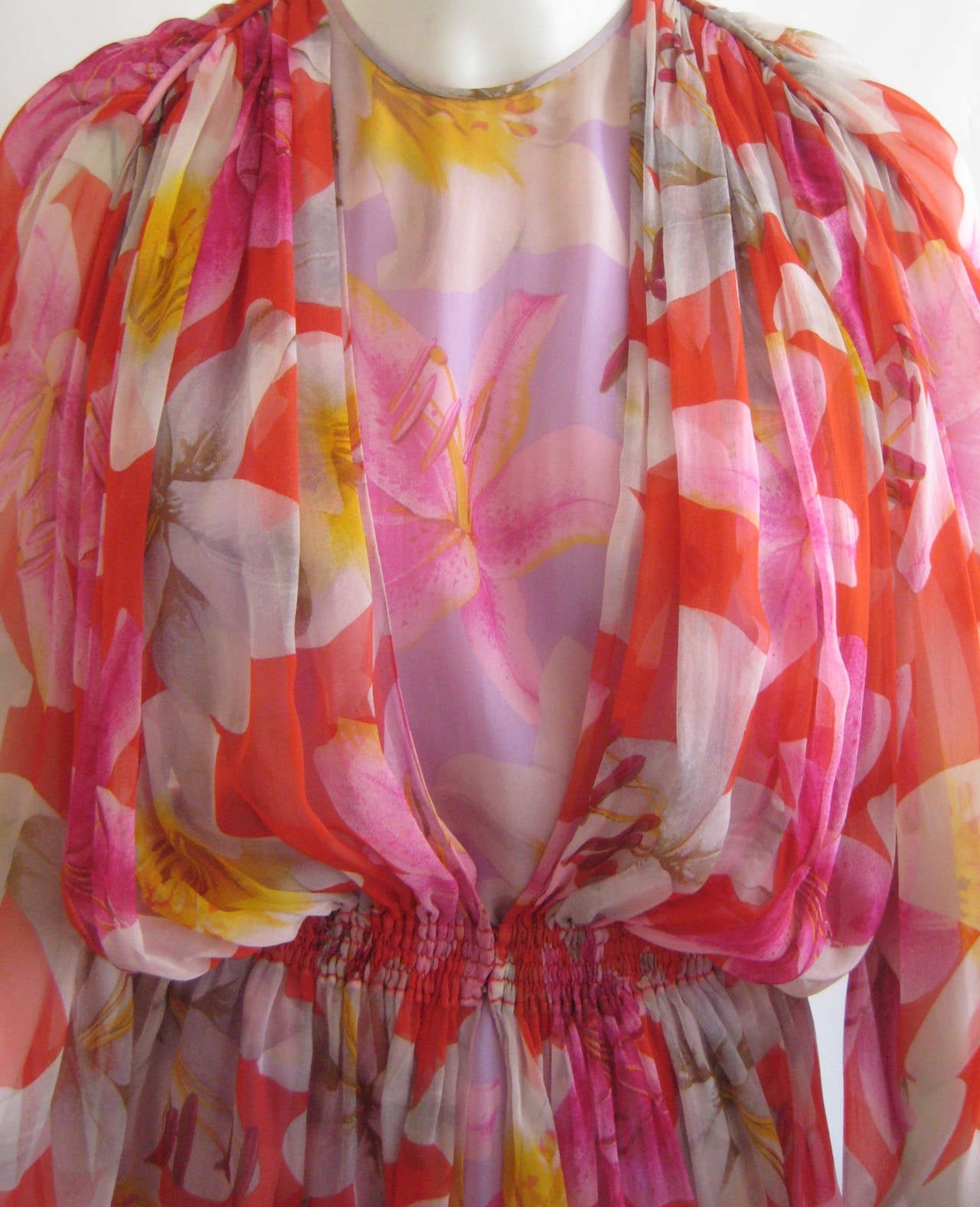1980s James Galanos Silk Chiffon Ensemble Betsey Kaiser Pickering Collection In Excellent Condition For Sale In Chicago, IL