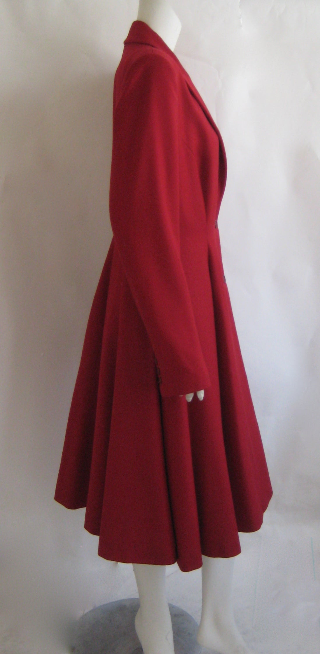 Late 1990s Alexander McQueen Red Wool Coat In Excellent Condition In Chicago, IL