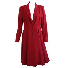Late 1990s Alexander McQueen Red Wool Coat