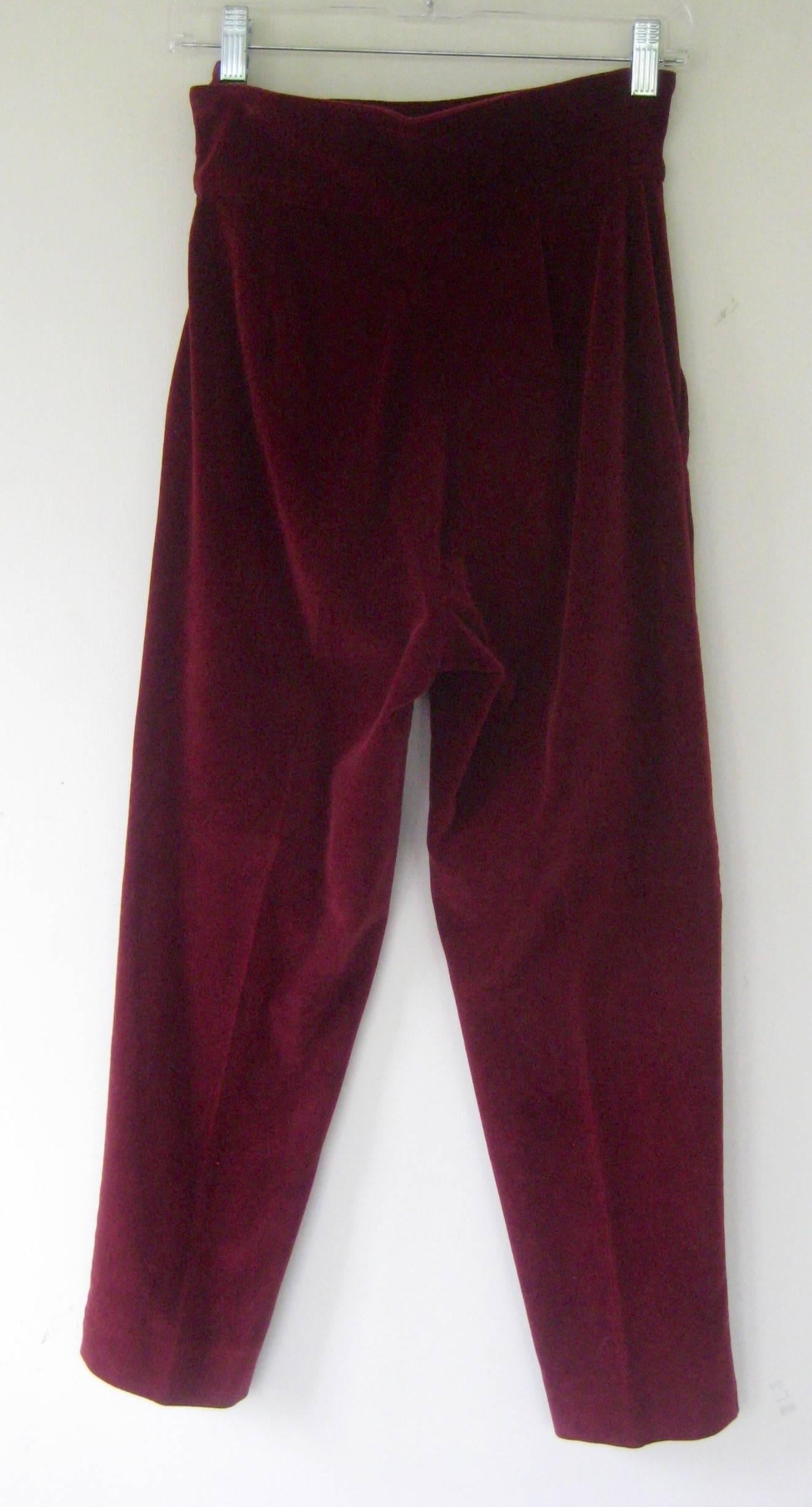 1990s Romeo Gigli High Waist Cotton Velvet Pants In Excellent Condition In Chicago, IL