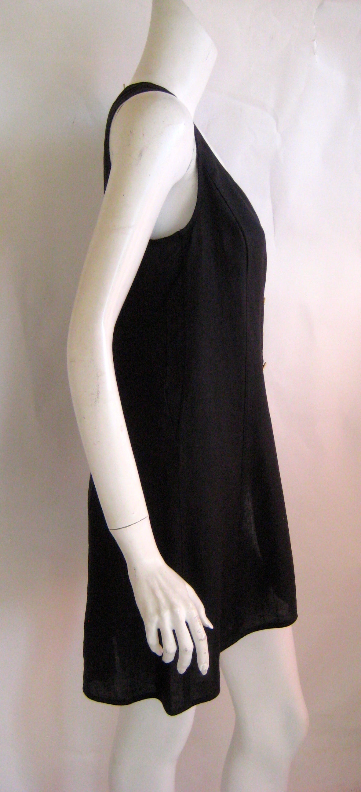 1980s Claude Montana Black Linen Tunic In Excellent Condition For Sale In Chicago, IL