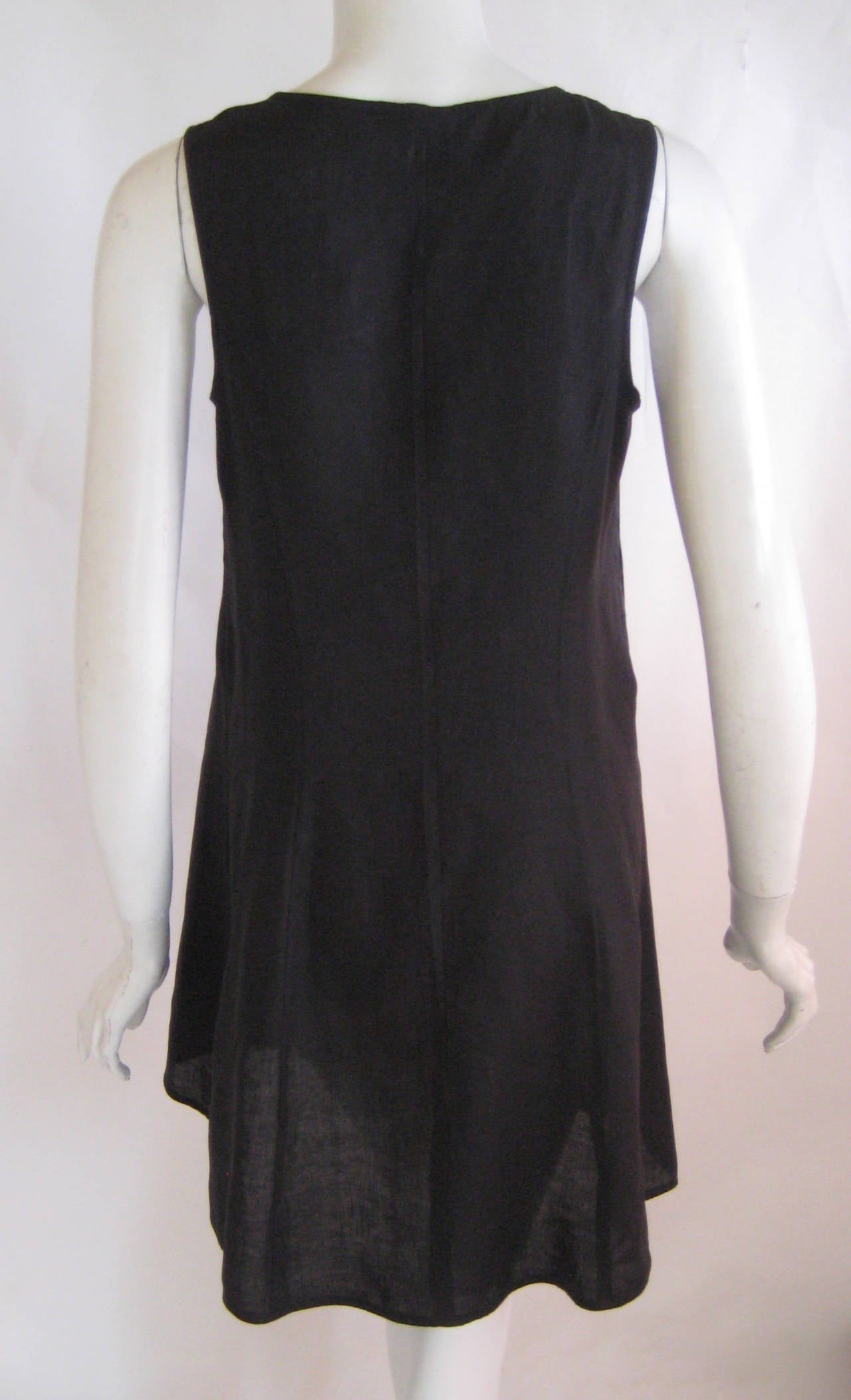 Women's 1980s Claude Montana Black Linen Tunic For Sale