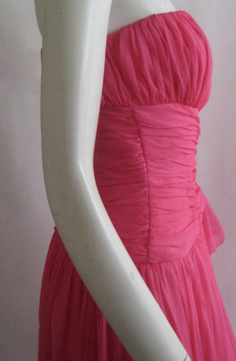 Women's Bellville Sassoon Strapless Silk Chiffon Evening Gown For Sale