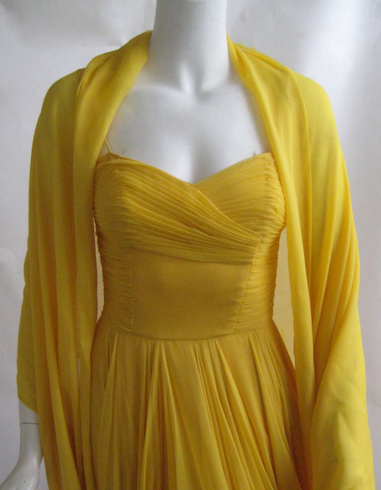 Elegant 1950s Jobere New York Deep Blue Silk & Silk Chiffon Dress w Lace Detailing