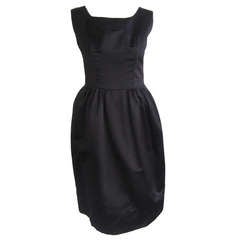 1960s Christian Dior NY Black Silk Cocktail Dress