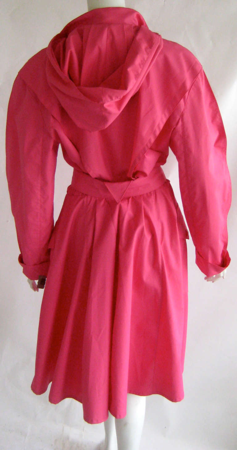 1980s Thierry Mugler Hot Pink Deadstock Raincoat For Sale 1