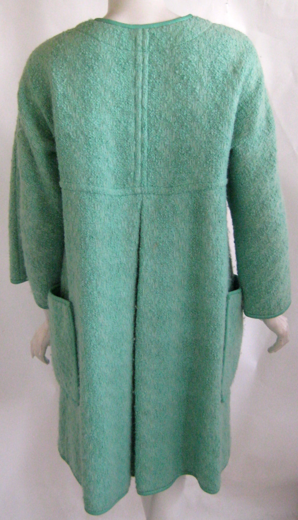 1960s Bonnie Cashin Aqua Boucle Wool Coat In Excellent Condition For Sale In Chicago, IL