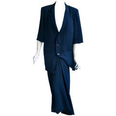 Vintage 1980s Yohji Yammamoto Elegant Blue Skirt Suit