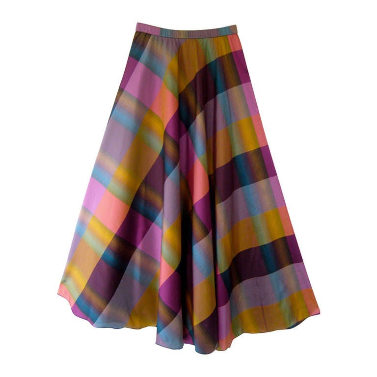 1980s Holly Harp Silk Taffeta Circle Skirt