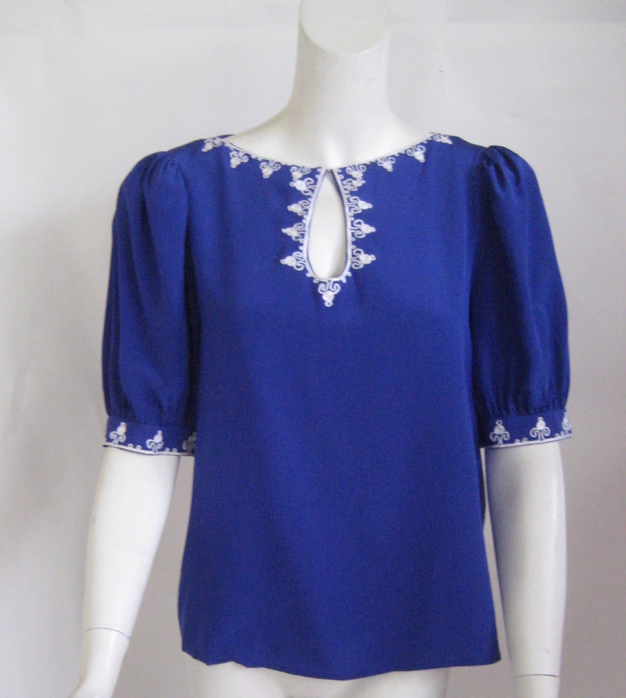 Women's 1960s Oscar De La Renta Silk Blouse For Sale