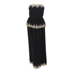 1970s Karl Lagerfeld for Chloe Black Silk Evening Gown