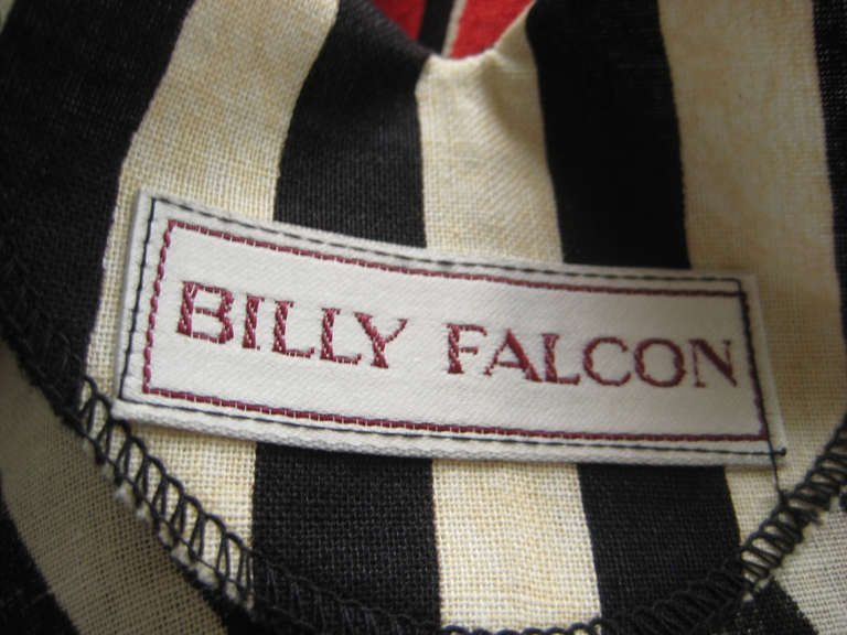 1980s Billy Falcon Striped Modernist Print Dress 2