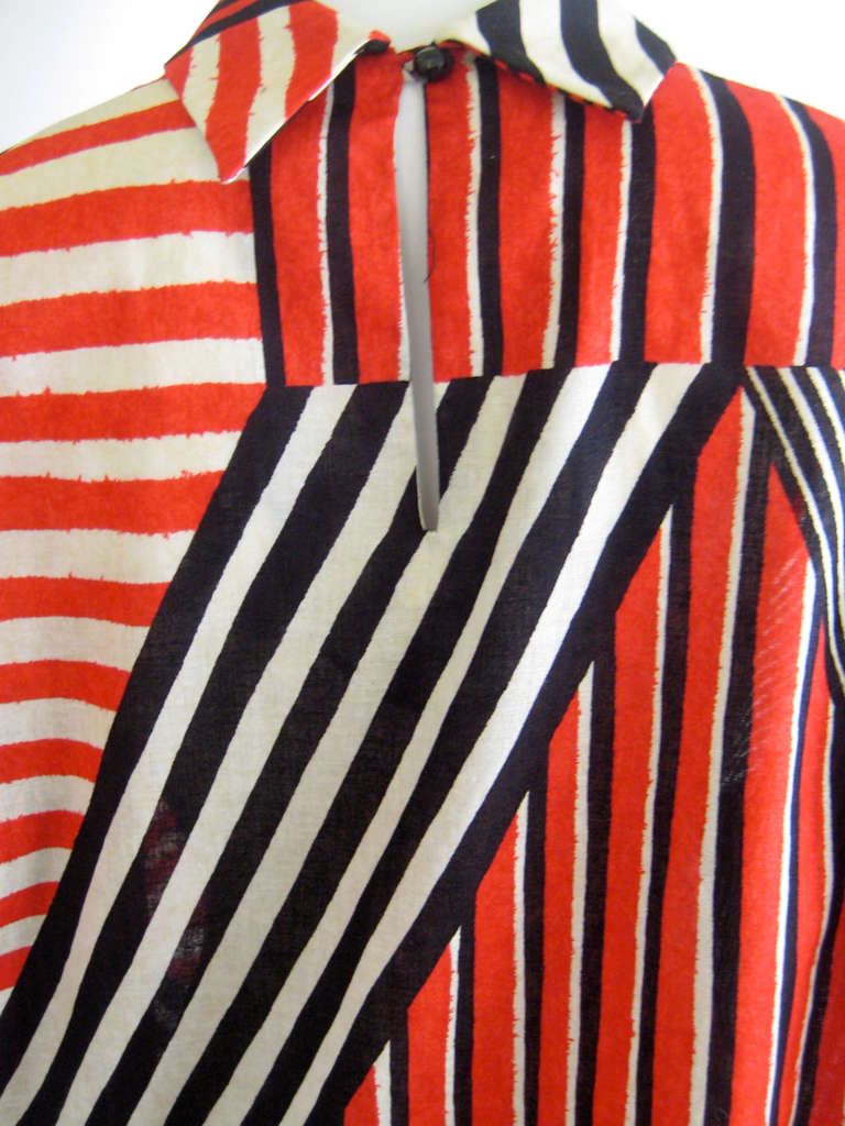 1980s Billy Falcon Striped Modernist Print Dress 1