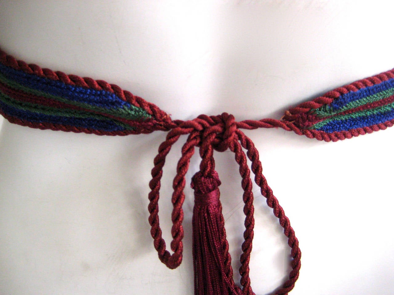 1970s Yves Saint Laurent Russian Collection Braided Silk Tassel Belt For Sale 1