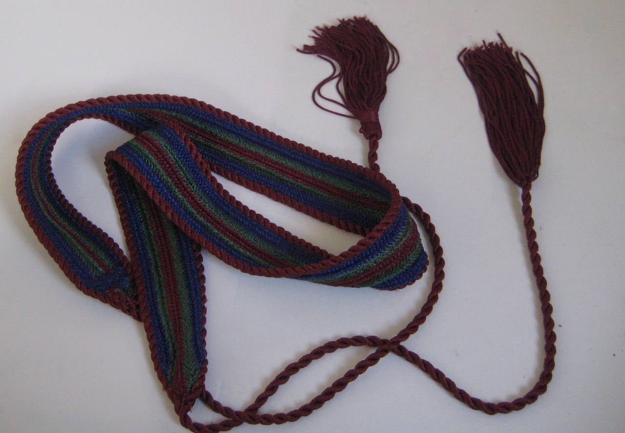 Women's 1970s Yves Saint Laurent Russian Collection Braided Silk Tassel Belt For Sale
