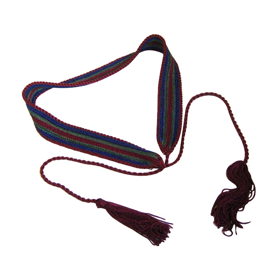 1970s Yves Saint Laurent Russian Collection Braided Silk Tassel Belt For Sale