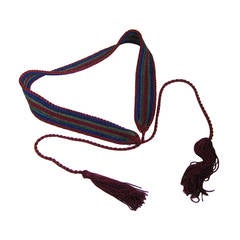 1970s Yves Saint Laurent Russian Collection Braided Silk Tassel Belt
