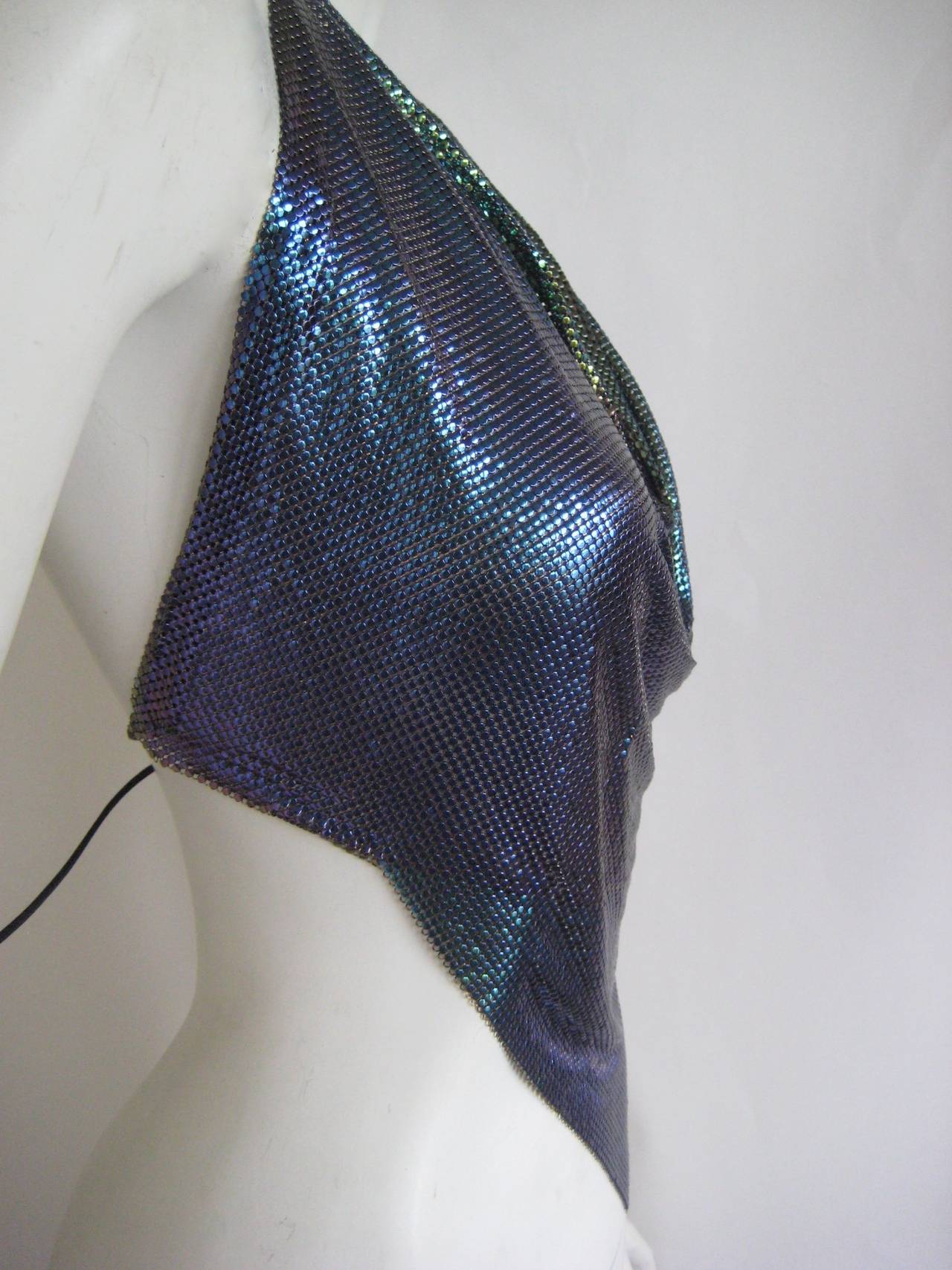 Women's 1970s Whiting and Davis  Metal Mesh Disco Halter Top For Sale