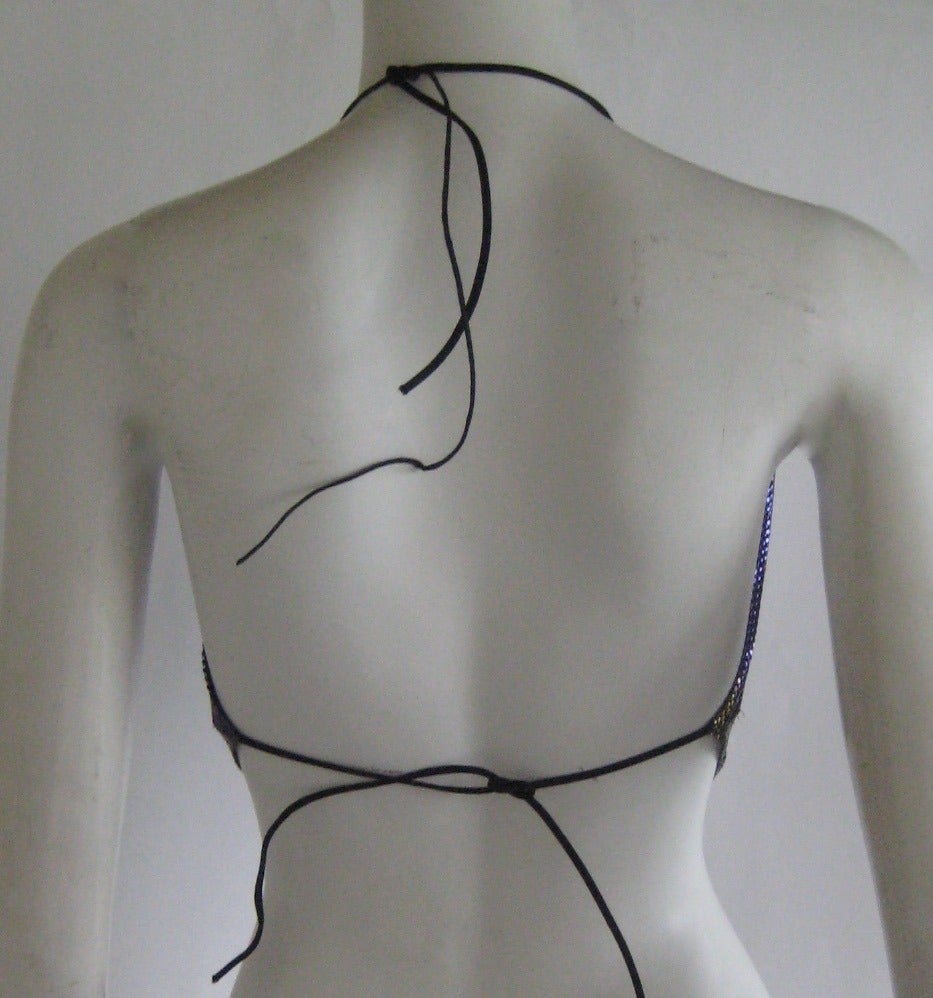 1970s Whiting and Davis  Metal Mesh Disco Halter Top For Sale 2