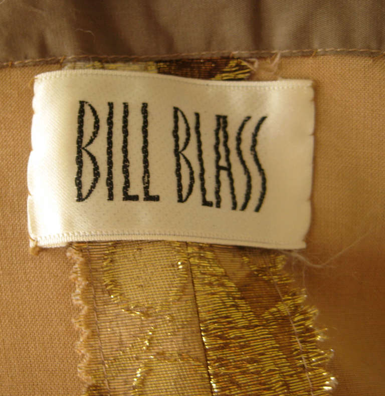 1960s Bill Blass Asian Influence Metallic Lame Coat Dress 2