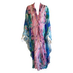 Spectacular 1960s Silk Chiffon Caftan