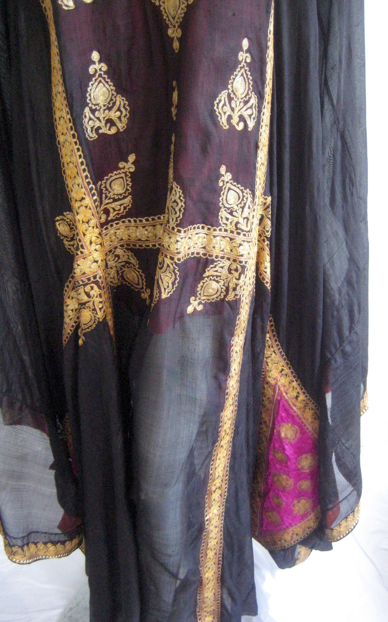 Exceptional Mid Century Woven Silk Caftan with Metallic Gold Embroidery 6
