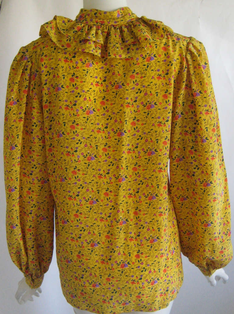 Women's 1970s Ungaro Parallele Silk Peasant Blouse For Sale