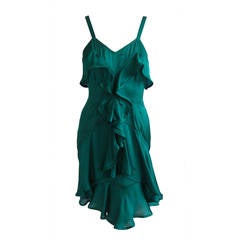 2003 Tom Ford For YSL Emerald Green Silk Dress