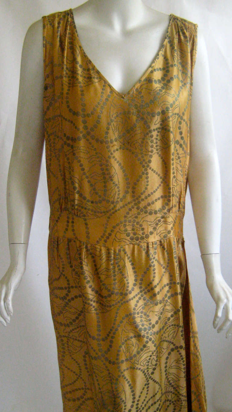 Women's Art Deco Metallic Silk Lame Flapper Dress For Sale