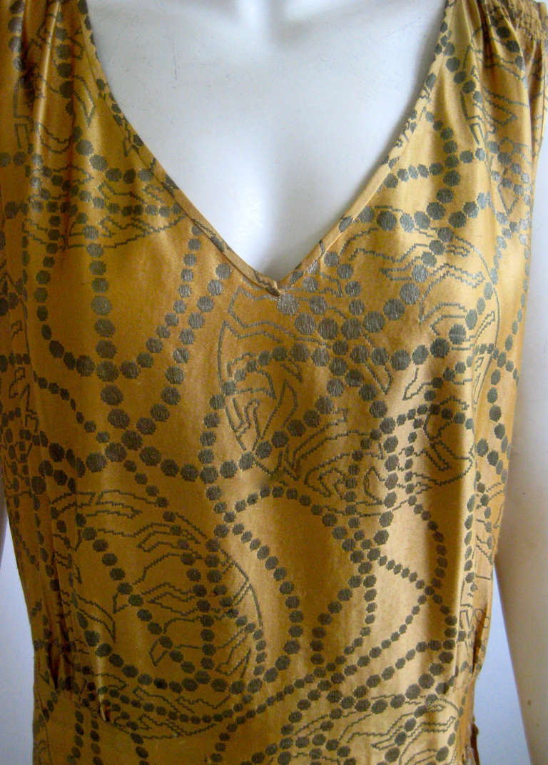 Art Deco Metallic Silk Lame Flapper Dress For Sale 1