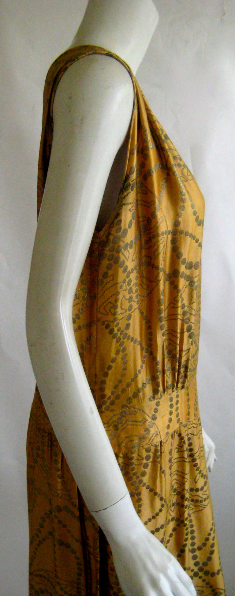 Art Deco Metallic Silk Lame Flapper Dress For Sale 2