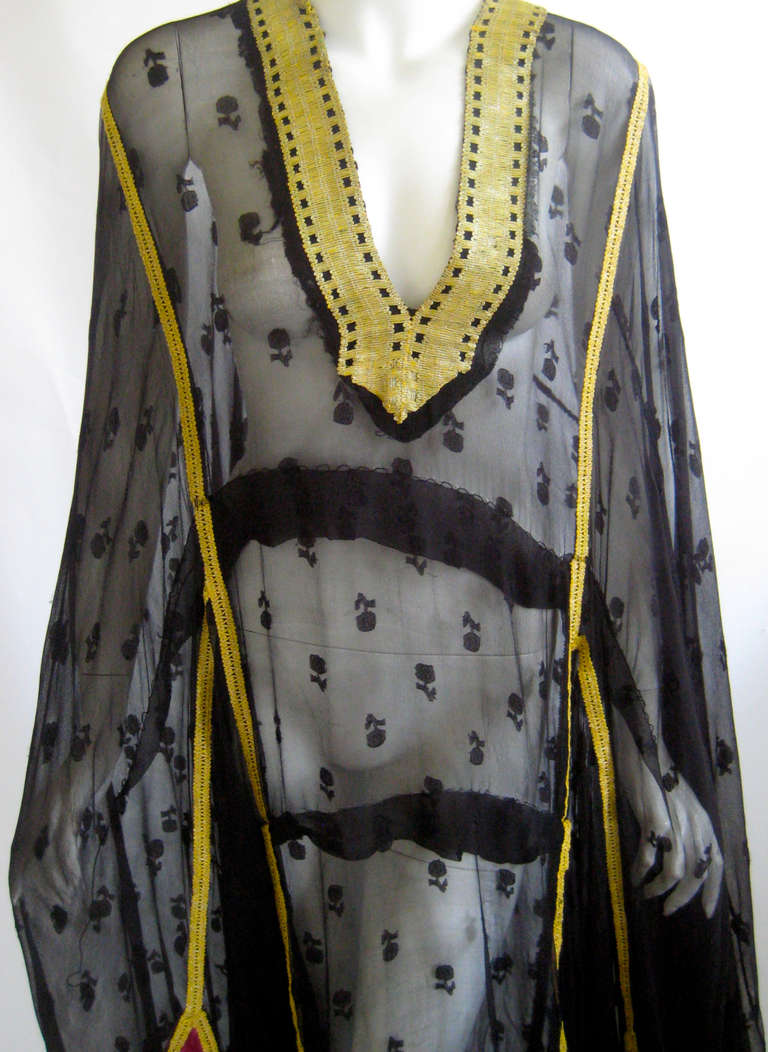 Art Deco Silk Chiffon Caftan In Good Condition For Sale In Chicago, IL
