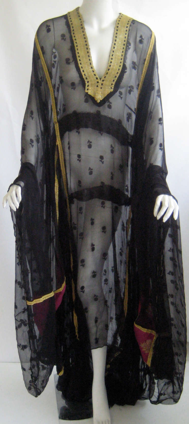 Women's Art Deco Silk Chiffon Caftan For Sale