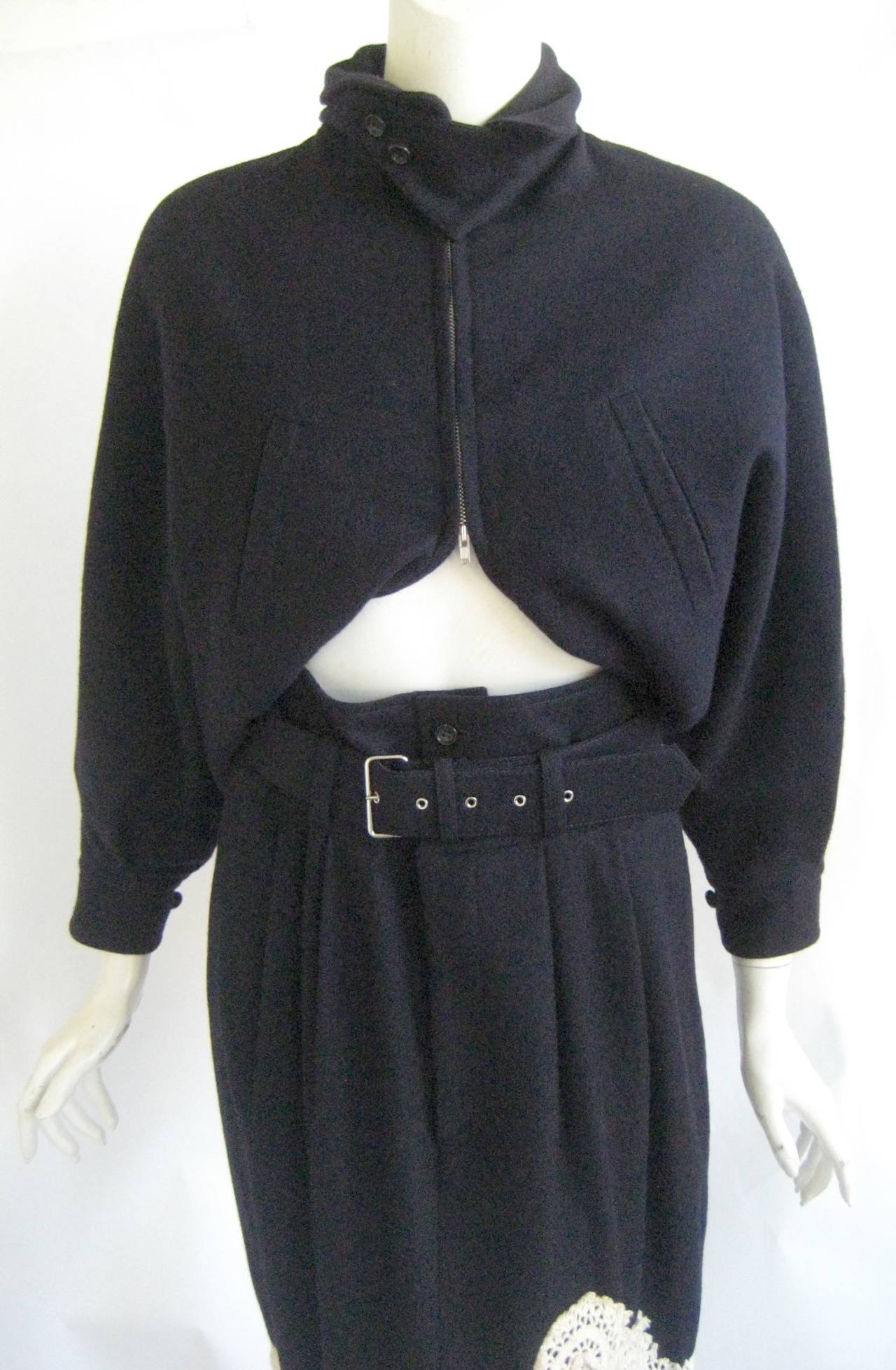 1989 Comme Des Garcons Black Wool Crochet Skirt Suit 2