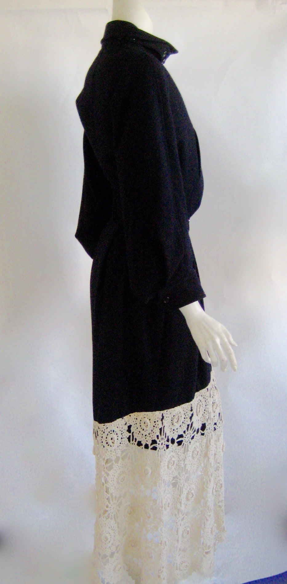 1989 Comme Des Garcons Black Wool Crochet Skirt Suit 3